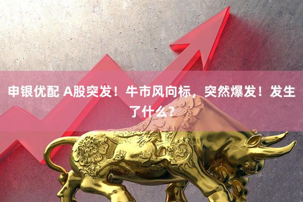 申银优配 A股突发！牛市风向标，突然爆发！发生了什么？